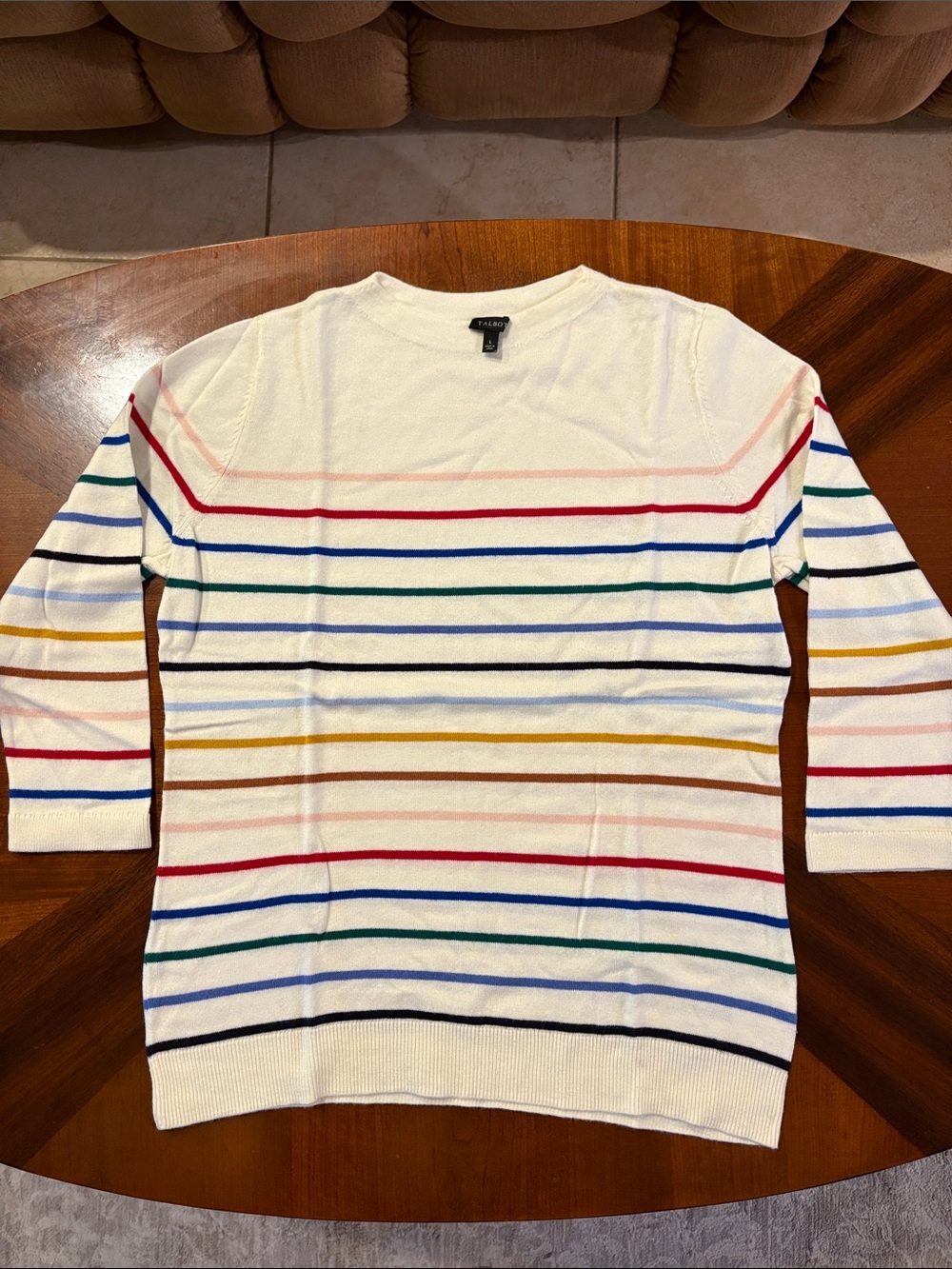 Talbots Women’s Breton Multicolor Stripe  Crewneck Pullover Sweater